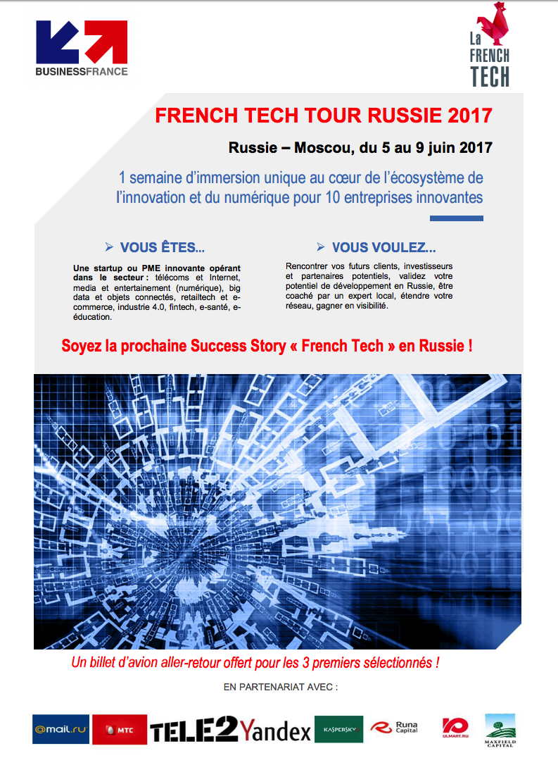 Affiche. French Tech Tour en Russie au cœur de l|écosystème de l|innovation et du numérique. 2017-06-05